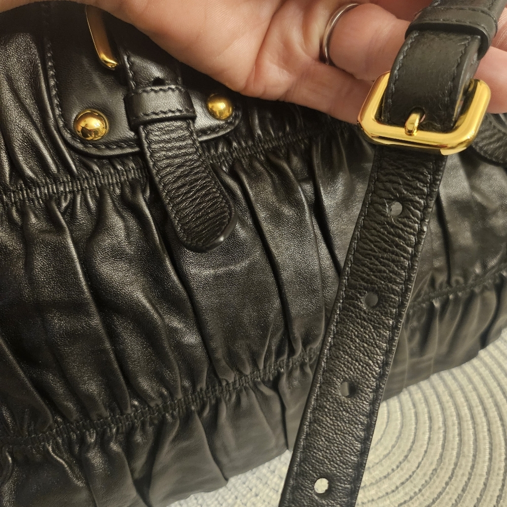 Prada Nappa Gaufre Ruched Leather Tote - Picture 14 of 14